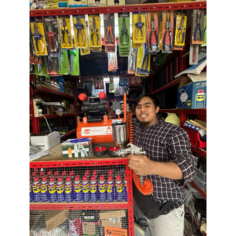 Gudang Jatek Mesin kompresor Angin 750 Watt Oiles Silent 1 HP 25 Liter Untuk Isi Angin Dan Cat