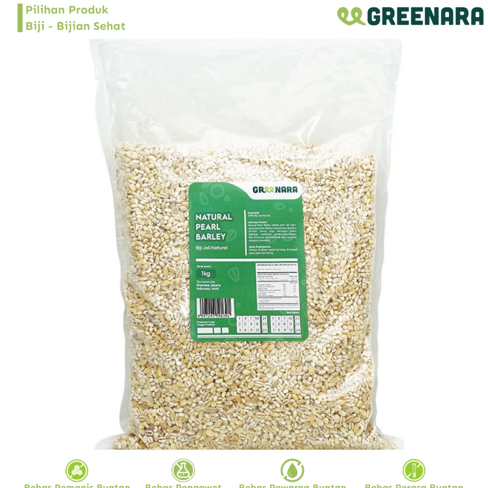 

JYO597 Terlaku Greenara Biji Jali Jali 1kg Natural Pearl Barley
