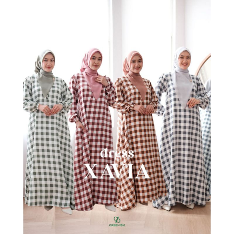 XAVIA DRESS BY GREENISM | GAMIS KOTAK KOTAK STYLISH
