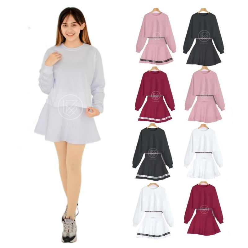 One Set Crop Top Lengan Panjang Olahraga Wanita Kasual