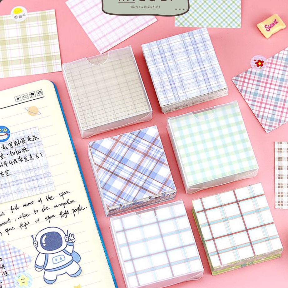 

KODE 77 MILOLI 2Lembar GRID SERIES CUTE Memo Note Paper Notepad C24