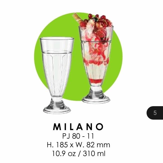 Gelas Citinova Milano 310ml Gelas Minum Kaca 6 pcs Es Krim Ice Cream Milkshake Hotel Resto Cafe Bar 