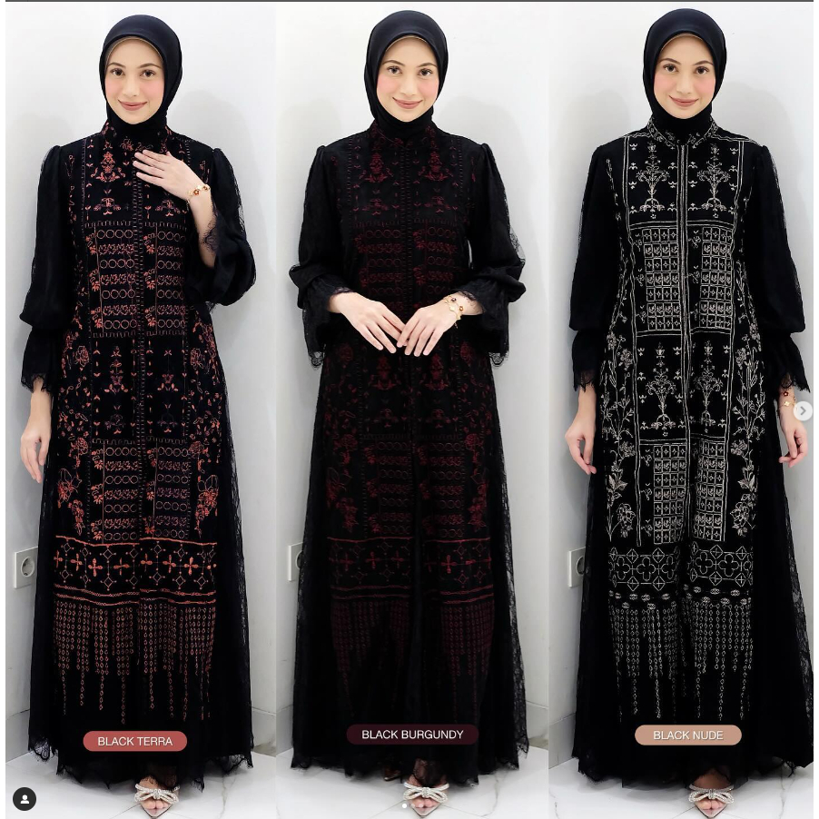 Abaya Dress BLACK NUDE L INARA OUTER special BLACK MIDNIGHT ML  by SARAH THE LABEL SARAHTHELABEL STL