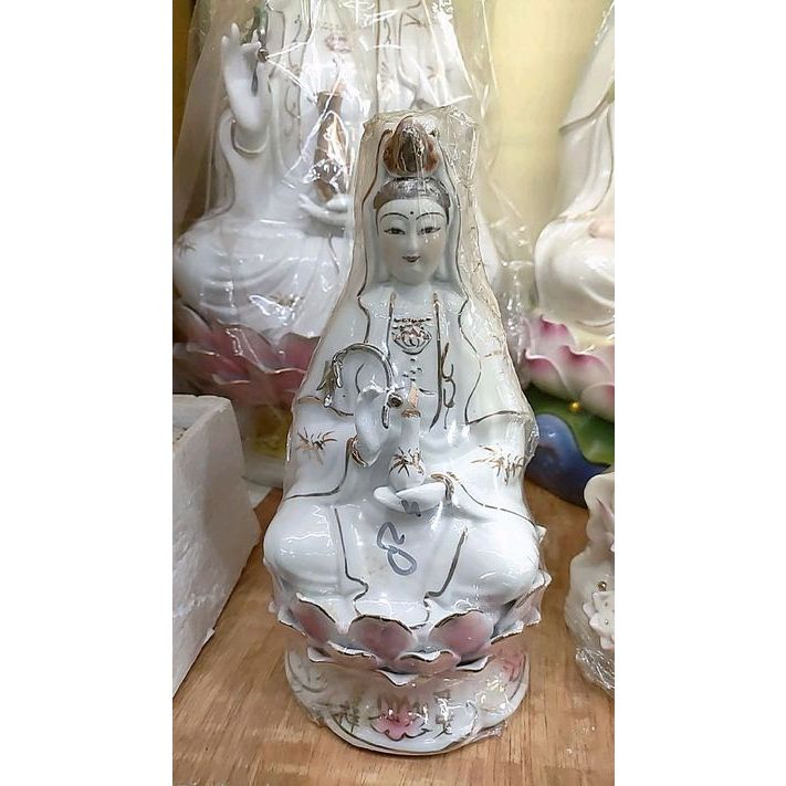 patung dewi kwam im / kwan in / guan yin - 8 inch keramik