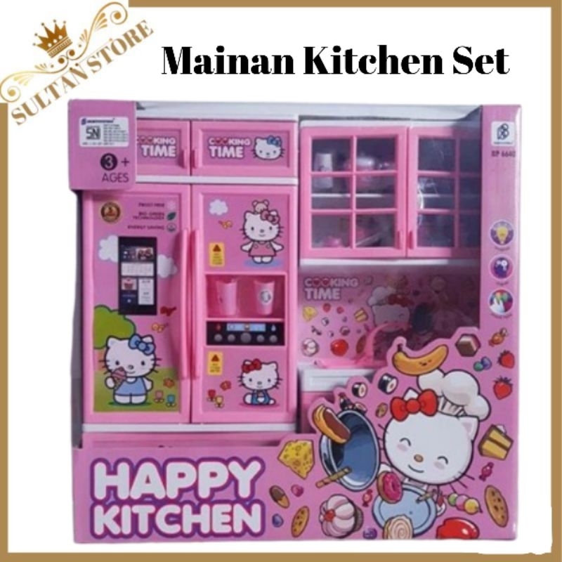 Mainan Masak Masakan Hello Kitty Kitchen Set Happy Kitchen Bp6610
