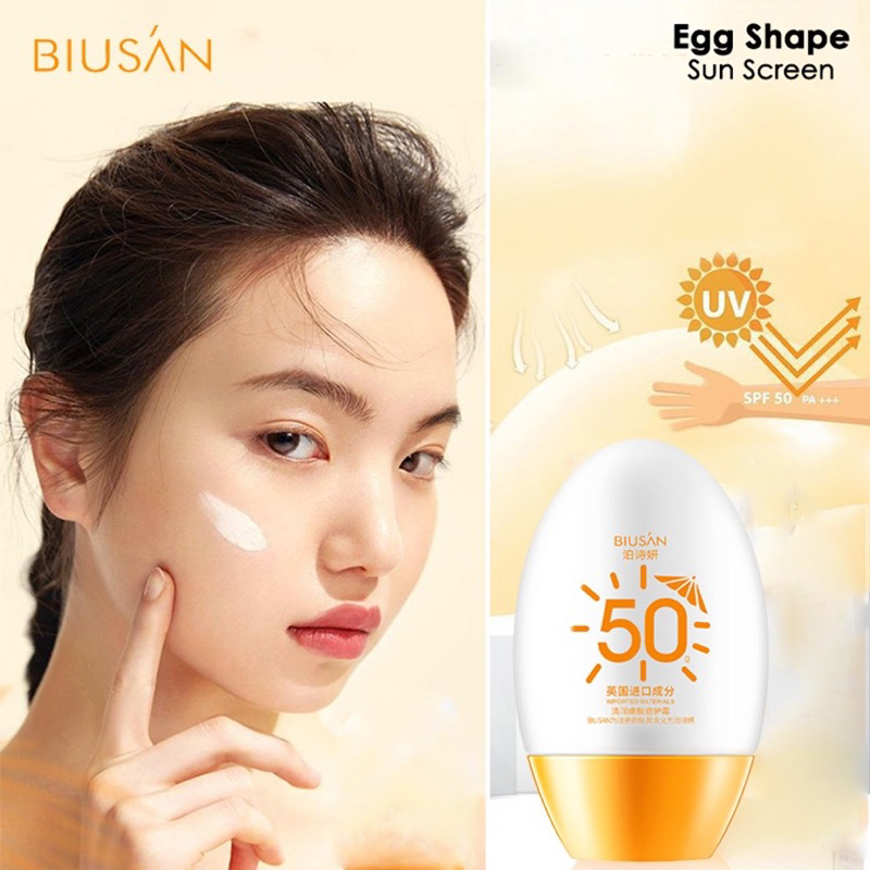 LAMEILA BIUSAN Egg Sun Block Anti Aging SPF 50 PA+++ Tahan 12,5 Jam Sun Screen Wajah Sunblock Sunscreen 3053