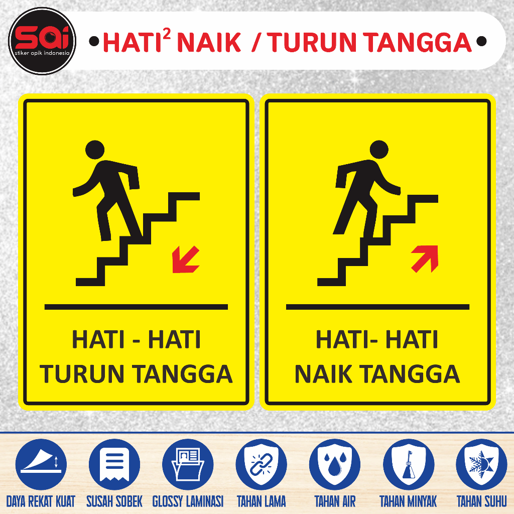 

stiker vinyl anti air HATI - HATI NAIK / TURUN TANGGA laminasi glossy