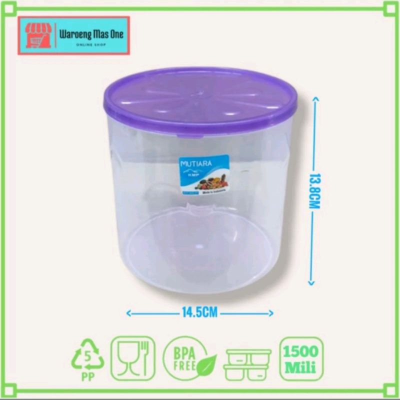 Termurah Toples Selawate Bulat 1,5 kg Kmp Mutiara