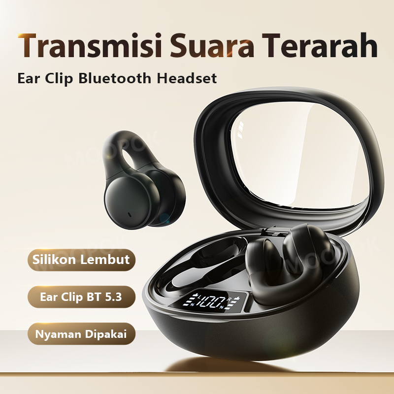 (2024 Baru)X53 TWS Ear-Clip Earphone Bluetooth  Headset 5.3 on Ear Open Ear Sport Headphones Noise R