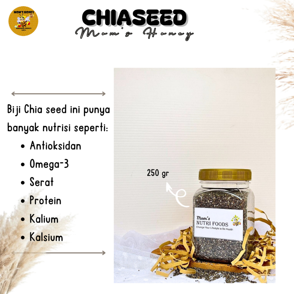 

Chia seed Organik 250 gram By Moms Honey / Chiaseed ukuran Besar Kualitas Premium