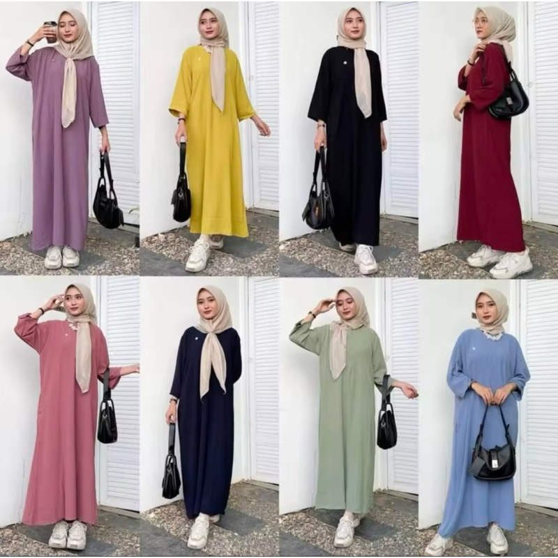 Daster Gamis Polos Kekinian Lengan Tangan 3/4 Panjang Busui Jumbo