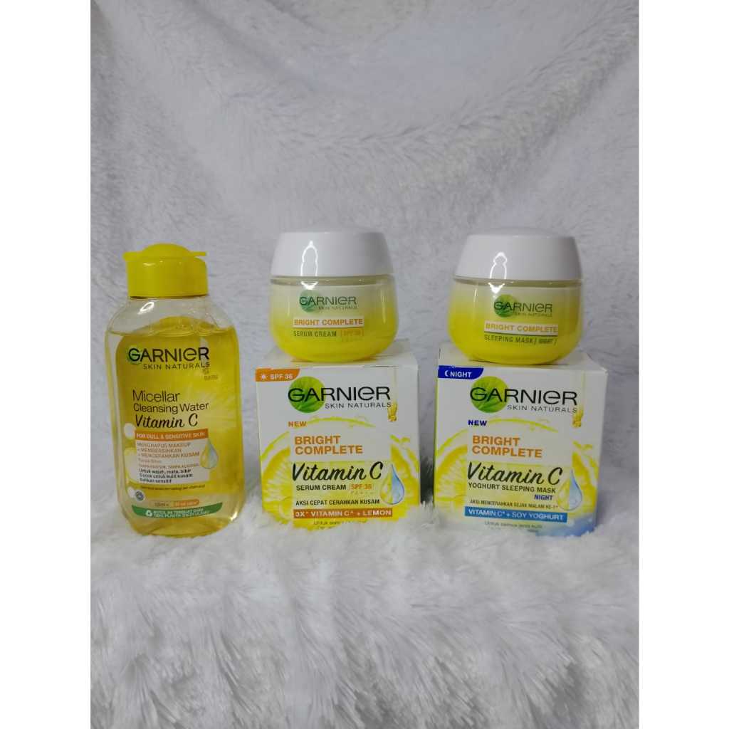 PROMO  Paket 3in1 Skincare Garnier Bright Complete Vitamin C Complete Set untuk Mencerahkan Wajah / 