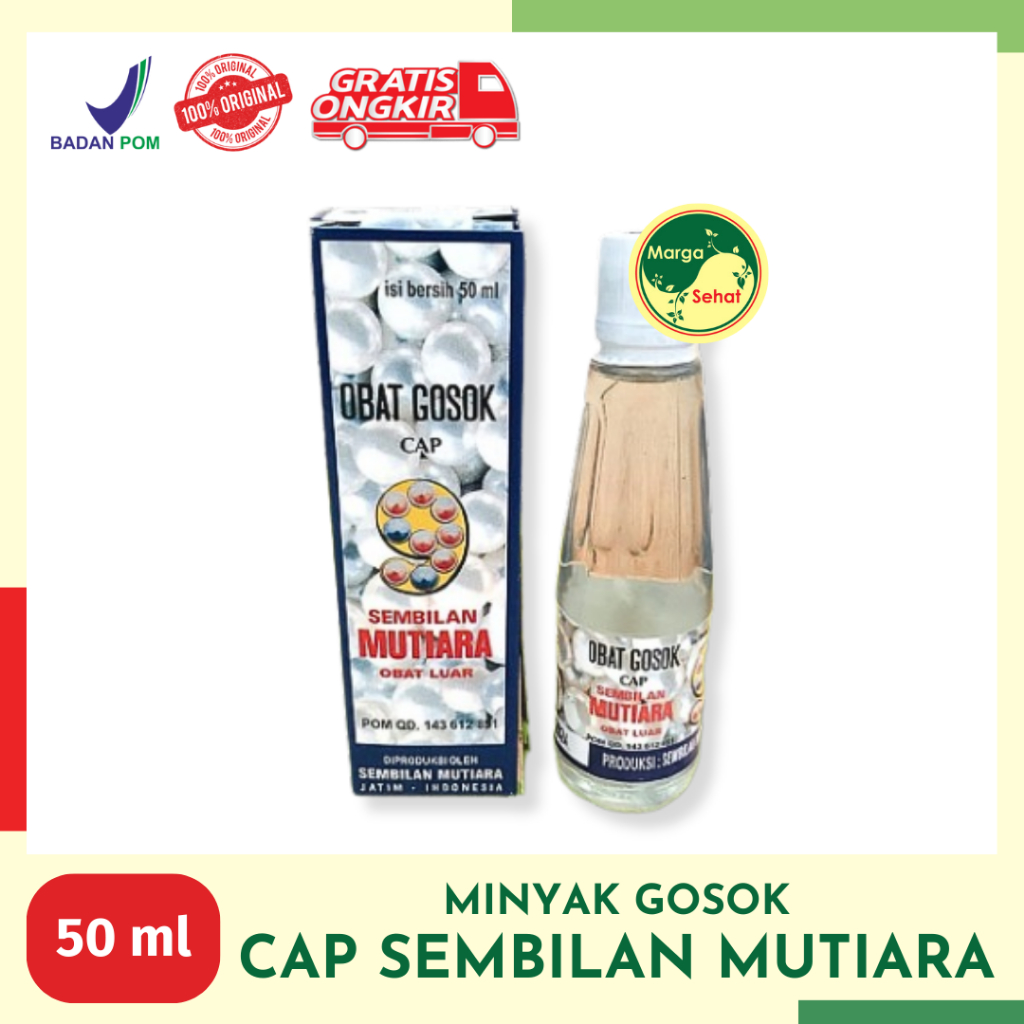 MINYAK GOSOK SEMBILAN MUTIARA 50 ML / MINYAK 9 MUTIARA / OBAT GOSOK / NYERI OTOT / SAKIT PINGGANG
