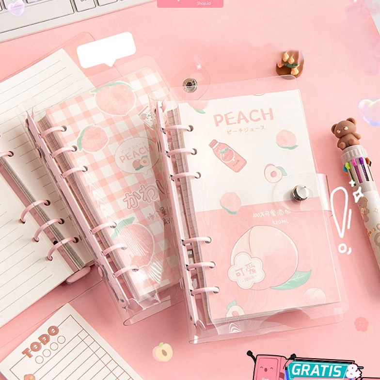 

COD Binder note A6 cute peach Buku catatan 1 lembar Notebook journal lucu daily planner