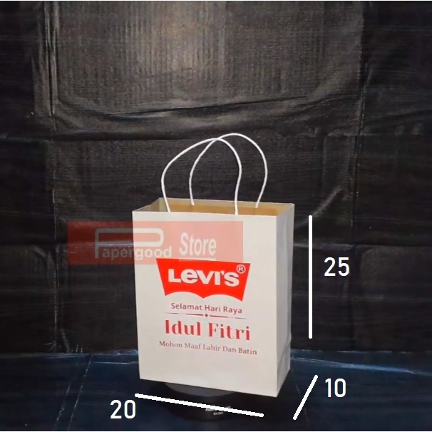 

Paper bag Levis Lebaran small putih 25 x 20 x 10 cm
