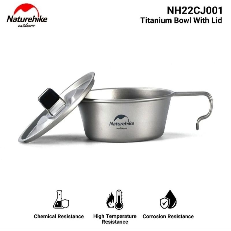 TITANIUM BOWL NATUREHIKE NH22CJ001 TITANIUM BOWL TABLEWARE WITH LIDS TRAVEL PIKNIK CAMPING GLAMPING 