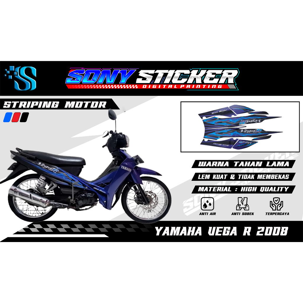 Stiker List Body Motor Vega R 2008 - Striping Standar Yamaha Vega R Tahun 2008
