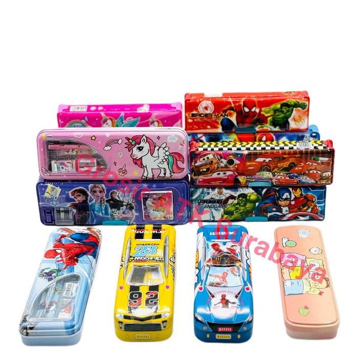 

( OBRAL ) Kotak Pensil Kaleng Magnet Resleting Anak Lucu Bagus Murah Disney Avenger Mobil Frozen Sanrio Princess 2