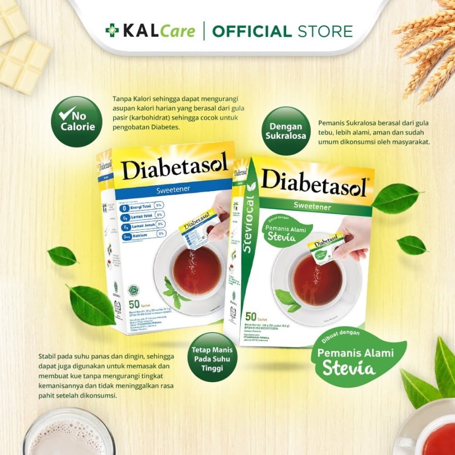 

Diabetasol Zero Calorie Sweetener - isi 25 / 50 sachet - Pengganti Gula Tanpa Kalori