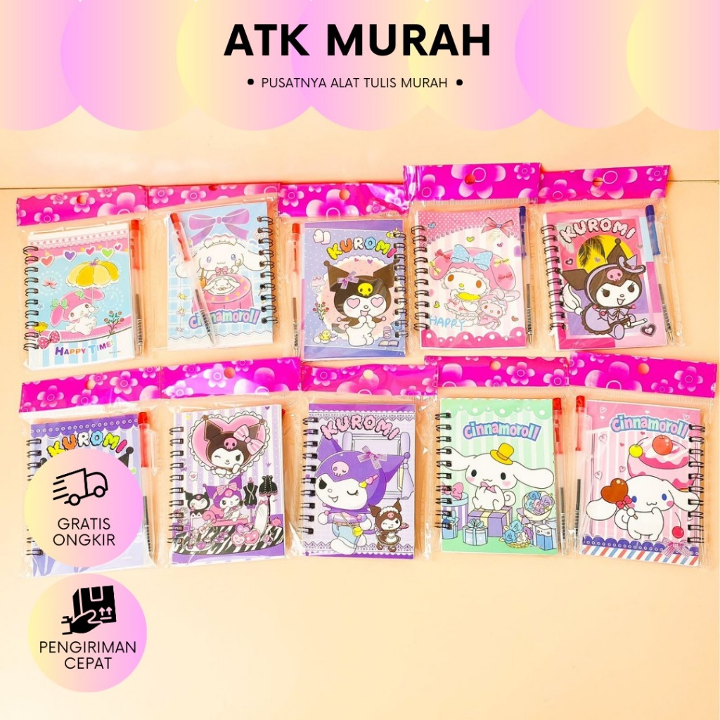 

DAPAT 1 PULPEN BUKU BINDER MINI UKURAN A7 SANRIO BK-1211 TERMURAH TERJANGKAU LUCU IMUT CINAMOROLL MELODY KUROMI