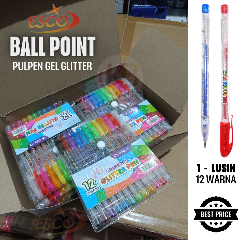 

1 Pak | Pulpen Glitter 12 Warna | Coloring Glitter Pen Esco | Bayar di Tempat | Toko Gemilang