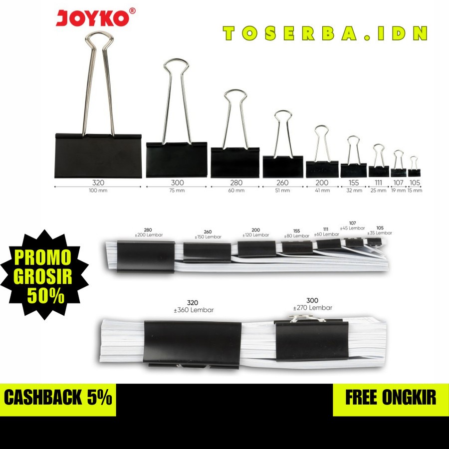 

Binder Clip Klip Penjepit Kertas Joyko Black