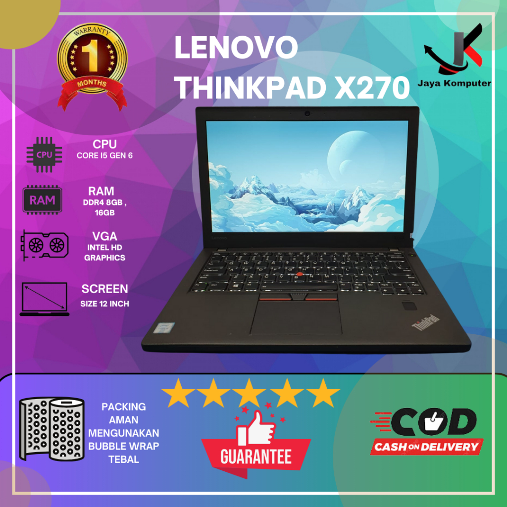 Lenovo Thinkpad X270 - Layar 12 Inch - Second Murah Bagus Bergaransi