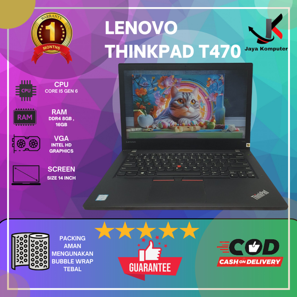 Laptop Lenovo Thinkpad T470 T470s Core i5 / Core i7 - SSD | Layar 14 Inch - Bagus Murah Bergaransi