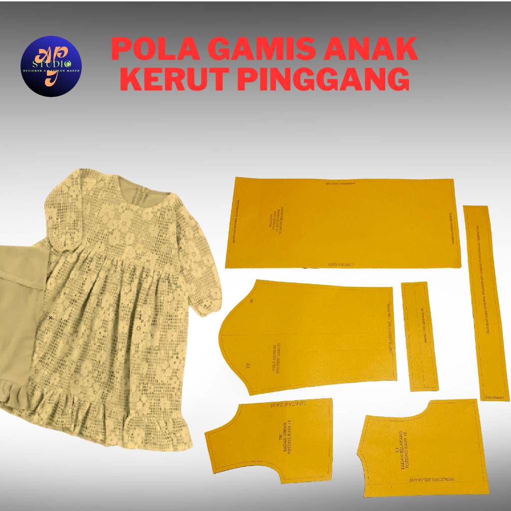 Pola Gamis Anak Kerut Pinggang