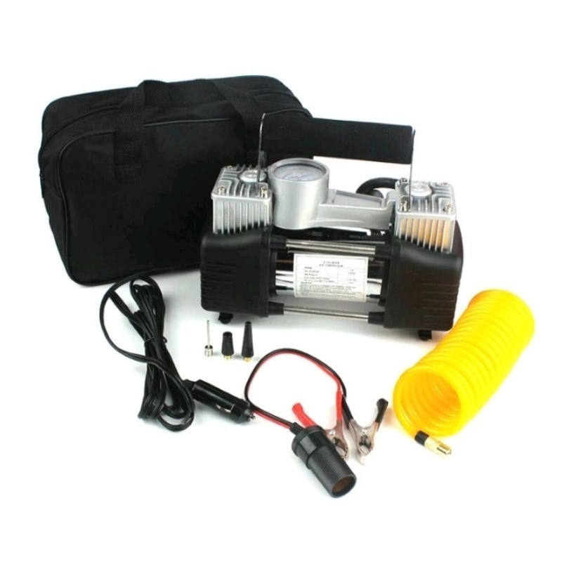 Pompa angin portabel mobil 2 tabung Compresor double cylinder 12 v 100 psi