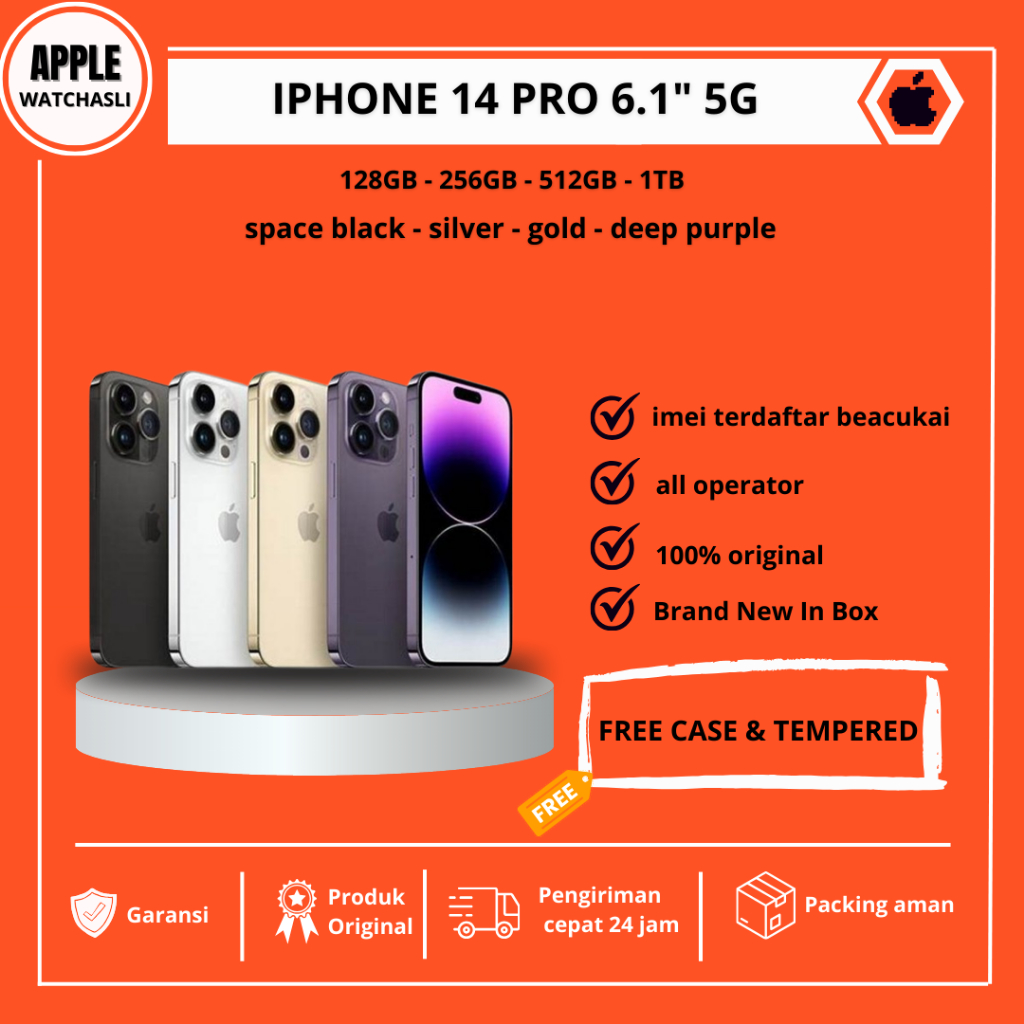iBox HP iPhone 14 Pro 128GB 256GB 512GB 1TB Deep Purple Black Gold Silver 5G Resmi