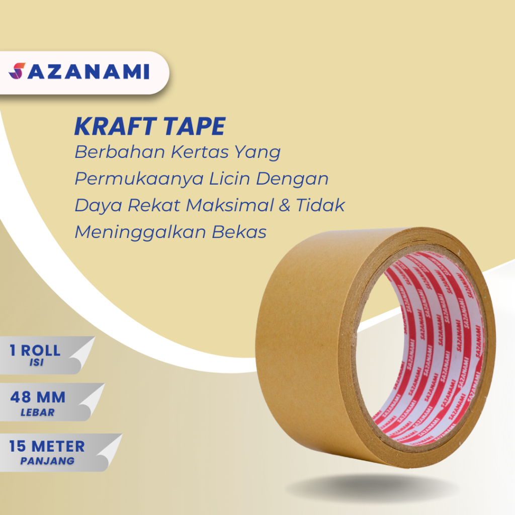 

KRAFT TAPE 48MM X 15M SAZANAMI LAKBAN KRAFT KERTAS MASKING 2