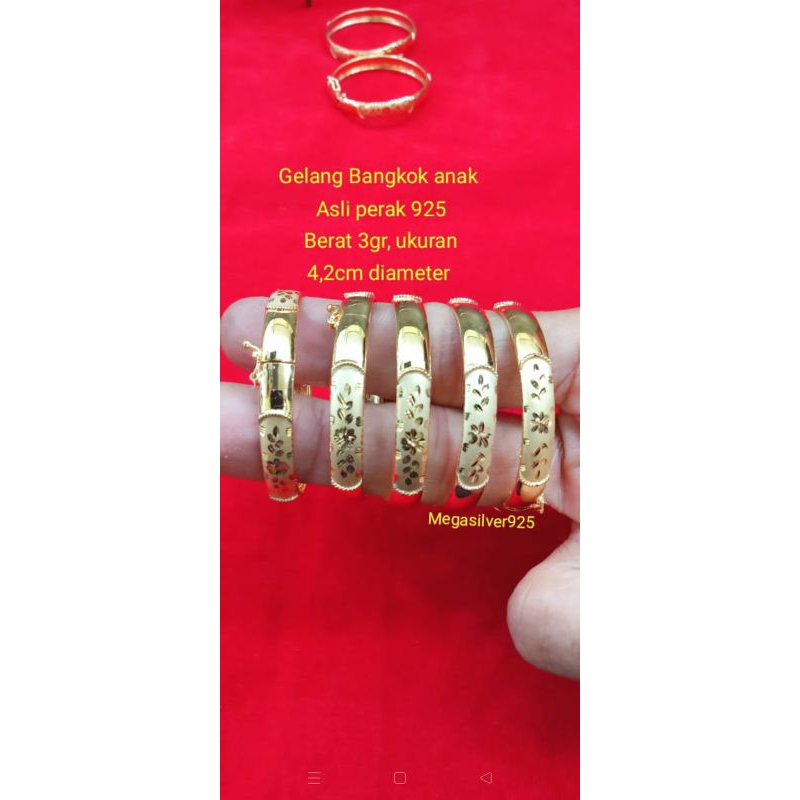 gelang Bangkok anak,asli perak 925 lapis mas