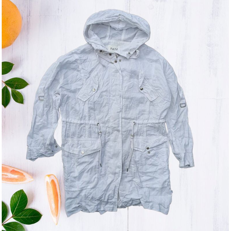 Jaket parka putih TATE size S fit M