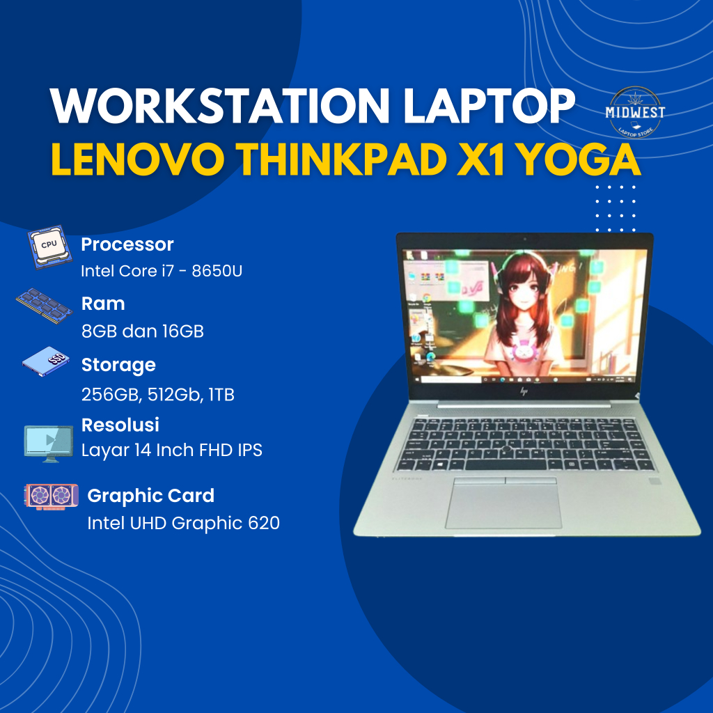 Lenovo Thinkpad X1 Yoga Intel Core i5 | i7 Gen 8 RAM 16GB - 3rd Murah Meriah Bergaransi