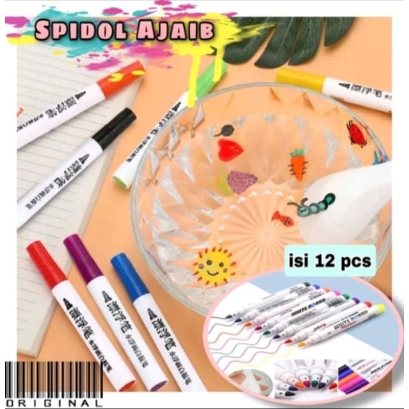 

Spidol Ajaib Floating Pen Set 12 Pcs Warna Mengapung Di Air / Magic Water Marker / Menggambar Kreatif Edukasi