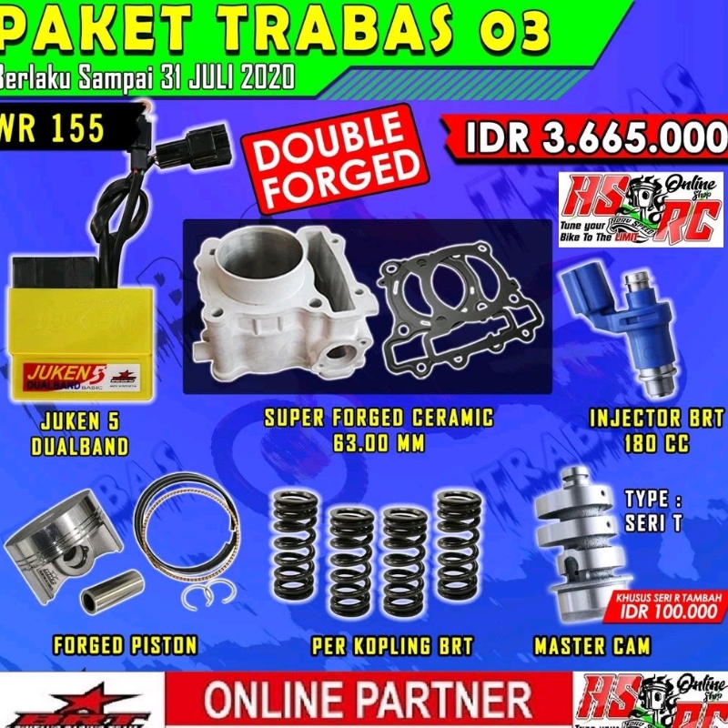 PAKET TRABAS BORE UP BRT YAMAHA WR 155 R XSR Ecu Noken As VIXION VVA Kem WR155 Boring No XTR Moto 1