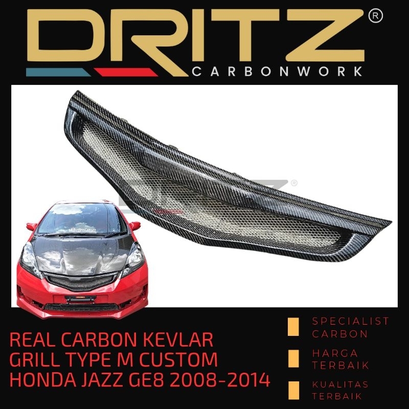 Carbon Kevlar GRILL Type M HONDA JAZZ GE8 2012-2014 Aksesoris Karbon