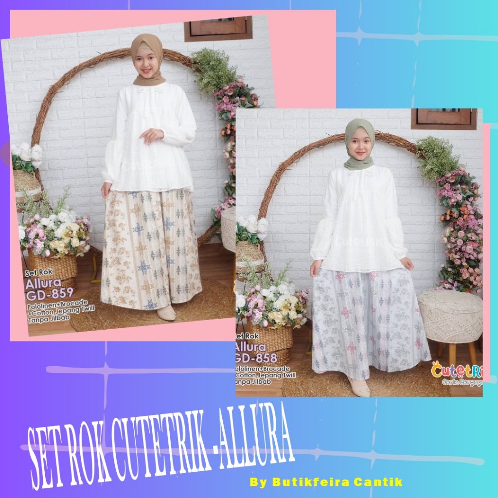 Baju setelan tunik dan rok panjang anak cutetrik kekinian korean style - Allura