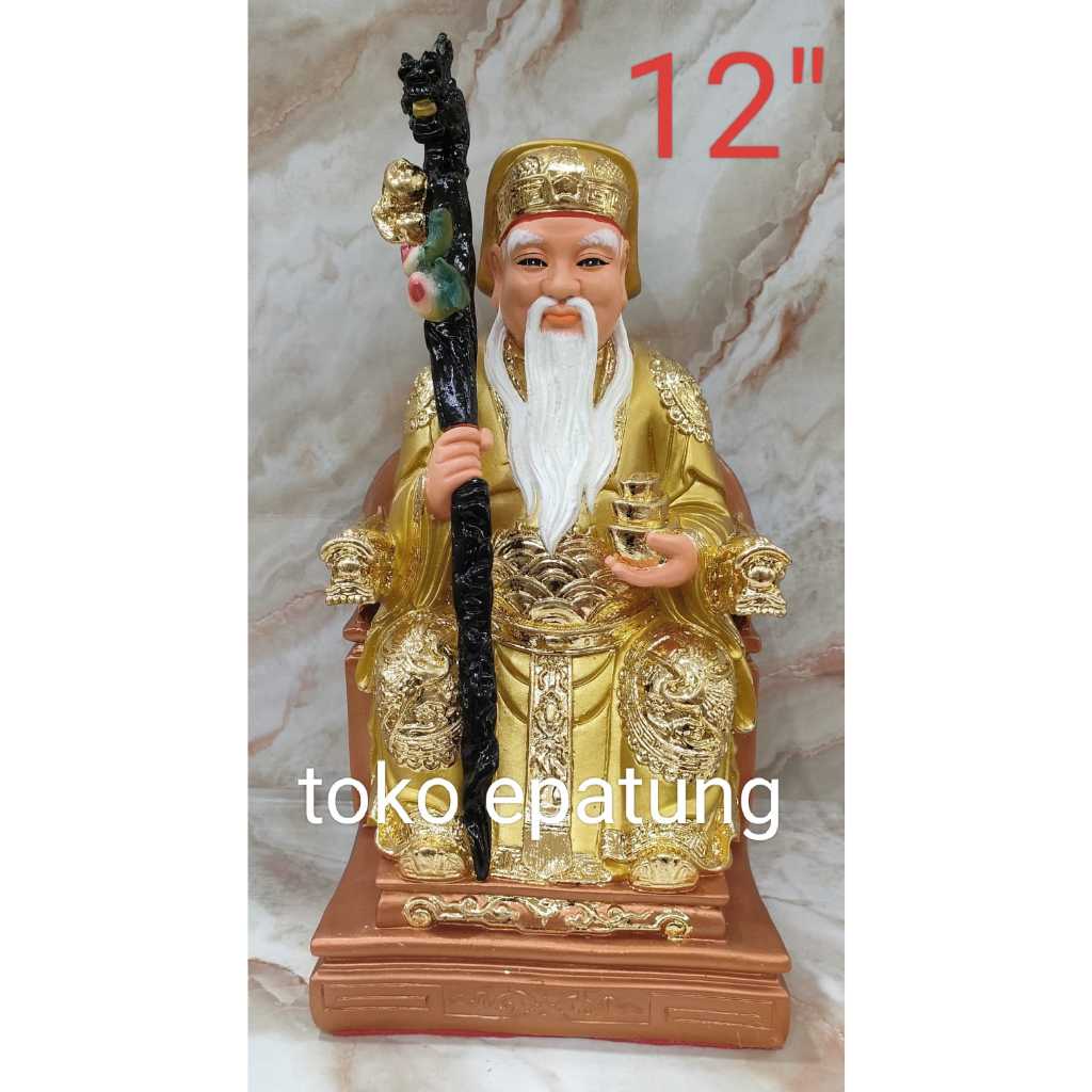 patung dewa bumi / tutikong / tecukong - fiber - 12 inch - emas - F24