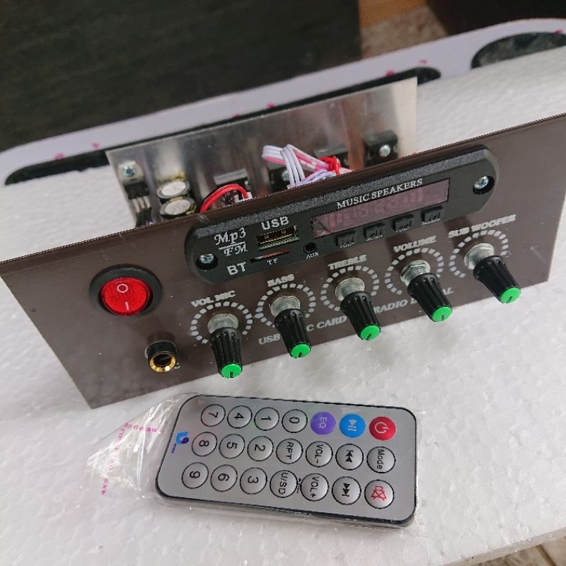 rangkaian power amplifier speaker aktif stereo subwoofer Bluetooth