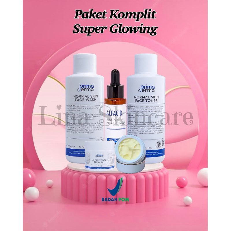 Primaderma paket super glowing ( BPOM ) super lengkap cream glowing