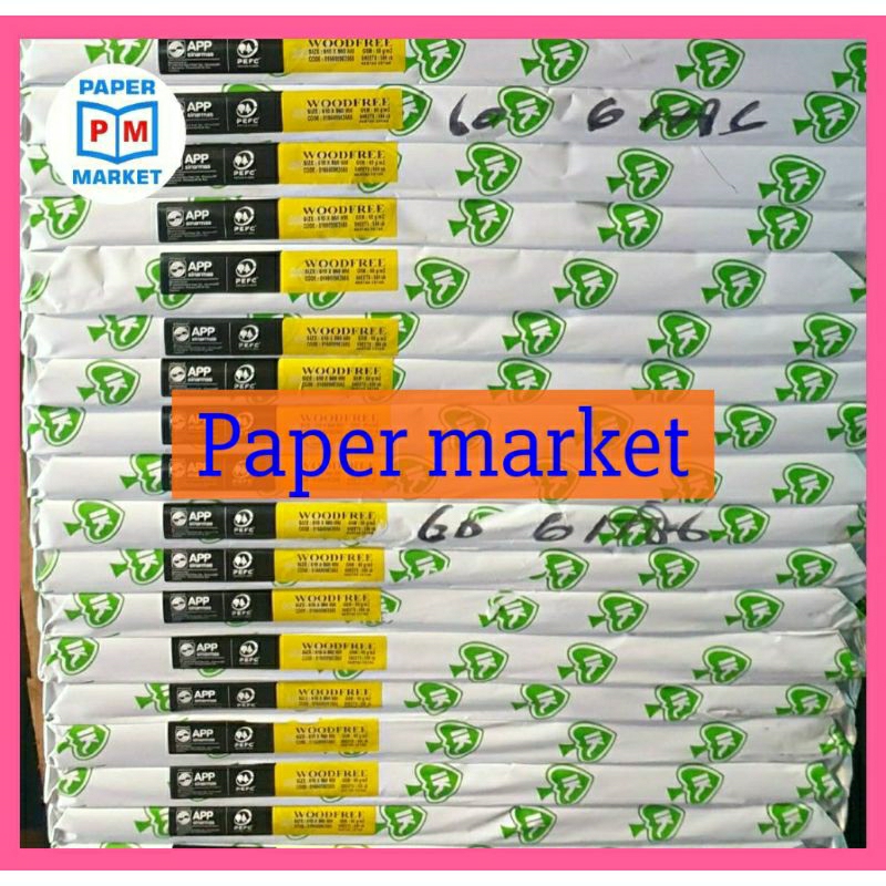 

KERTAS HVS PUTIH 60 GSM uk 61cm x 86 cm 1 RIM 500 lembar.