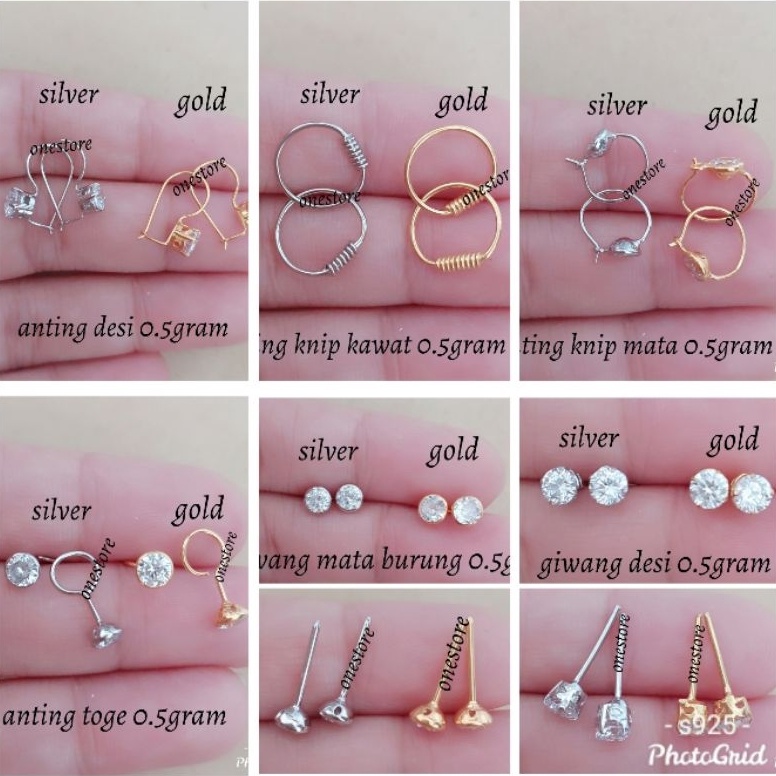 Mau Hemat ANTING BAYI PERAK 925 ANAK LAPIS EMAS  ANTING TOGE  ANTING DESI ANTING KNIP GIWANG DESI