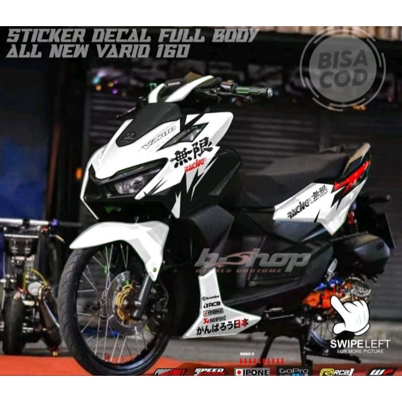 stiker decal vario 160 full body warna putih