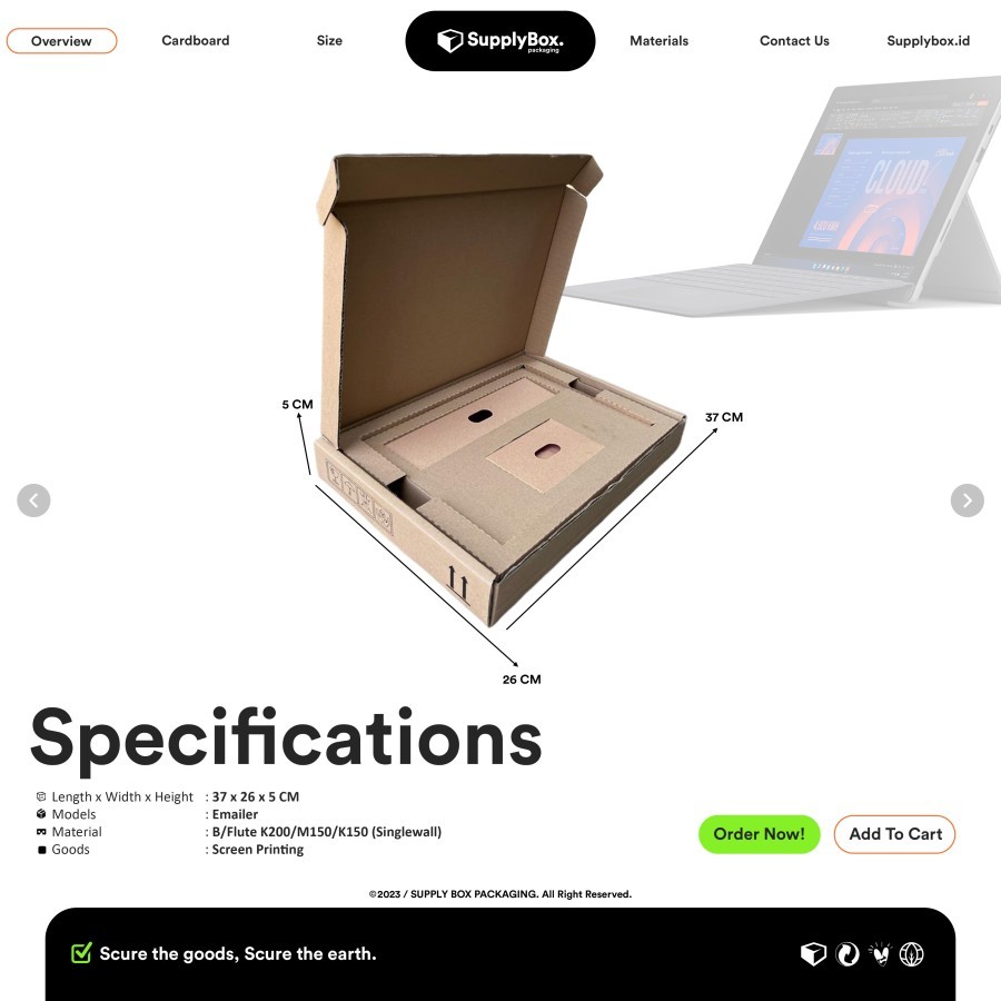 

BOX LAPTOP MICROSOFT SURFACE | 37 x 26 x 5 CM | Dus Surface | Dus Box