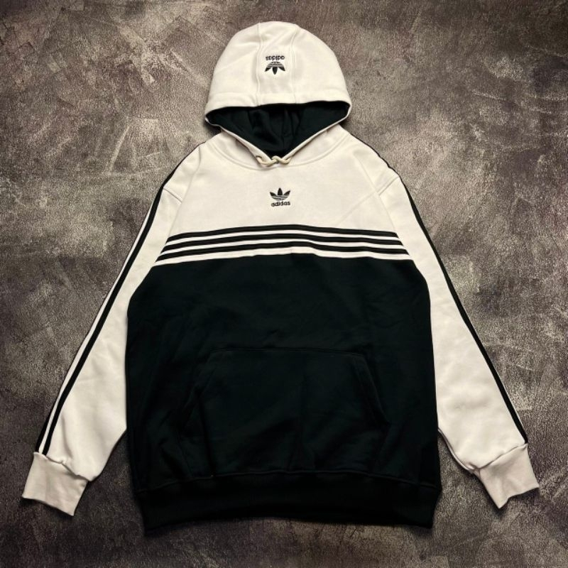 Sweater Hoodie Adidas Combinasi Stripe FullTag Label
