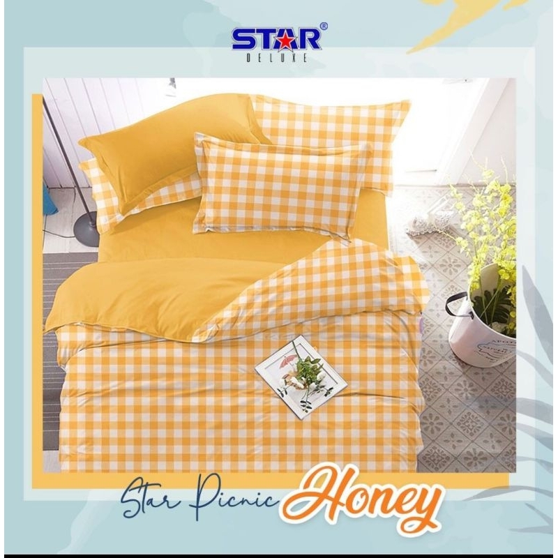 Kain / Bahan Sprei Star motif Picnic Honey