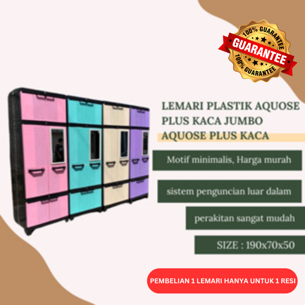 LEMARI MURAH JUMBO LEMARI PLASTIK AQUOSE PLUS KACA JUMBO AQUOSE PLUS KACA