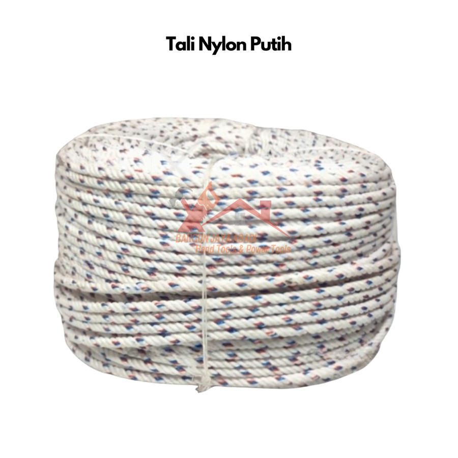 

20 Meter Tali Nylon Tambang Kapal Nilon Putih Tampar Dadung Ikat 10mm -BANGUN JAYA